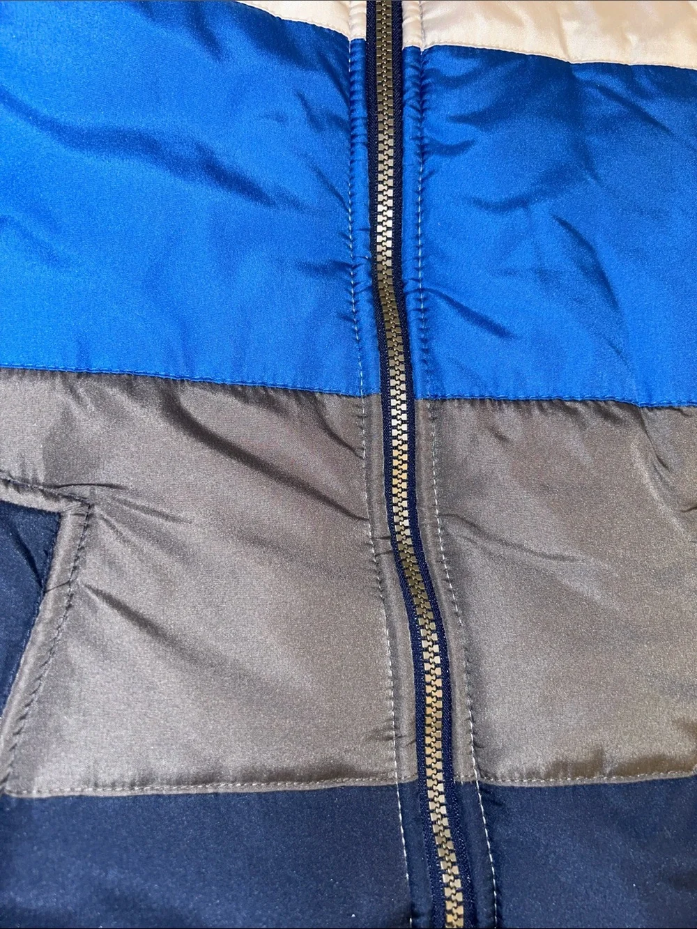 OshKosh B'gosh Boys' Colorblock Hooded Puffer Jacket - Blue/Gray/Tan